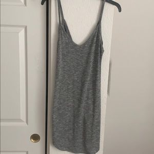 Grey midi v neck dress